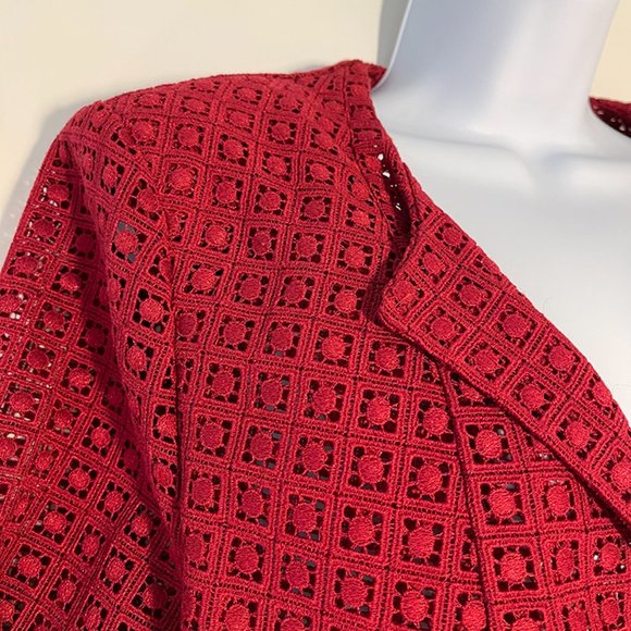 AKRIS - Brand New Red Stickerel - Embroidery Jacket - Sz 16 - Picture 1 of 12
